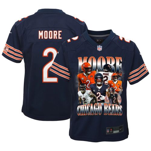 D.J. Moore 2 Signed Chicago Bears Moore Than A Feeling Game YOUTH Jersey - Navy