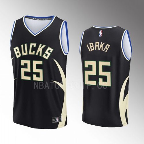 Milwaukee Bucks 25 Serge Ibaka Statement Edition Men Jersey 2022-23 Fast Break Black