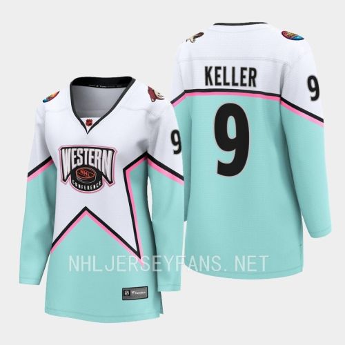 Clayton Keller 9 Arizona Coyotes 2023 All-Star Game Jersey White Equipment