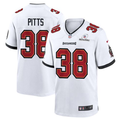 Derrek Pitts 38 Tampa Bay Buccaneers 2024 Divisional Patch Game Men Jersey - White