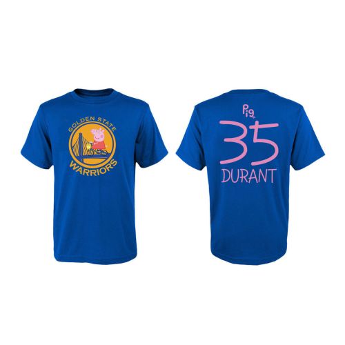 Kevin Durant 35 Golden State Warriors Pig Print T-Shirt - Blue