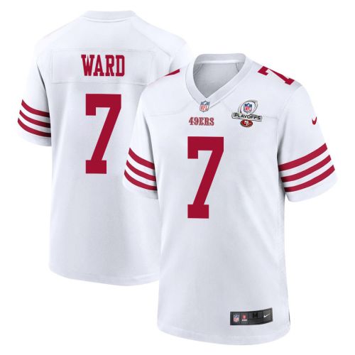 Charvarius Ward 7 San Francisco 49ers 2023 Playoffs Patch Game Men Jersey - White