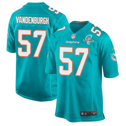 Zeke Vandenburgh 57 Miami Dolphins 2023 Playoffs Patch Game Men Jersey - Aqua