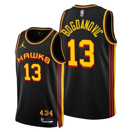 Atlanta Hawks 13 Bogdan Bogdanovic 2022-23 Statement Edition Jersey Black - Men Jersey