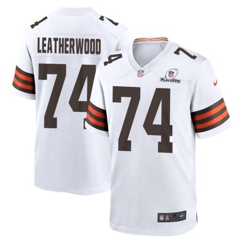 Alex Leatherwood 74 Cleveland Browns 2023 Playoffs Patch Game Men Jersey - White