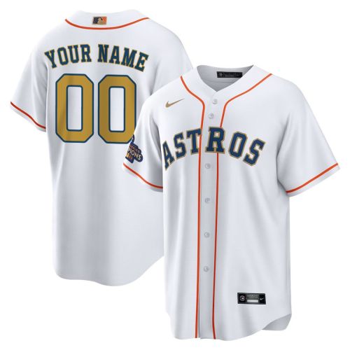 Custom 00 Houston Astros 2023 Men Jersey - White/Gold