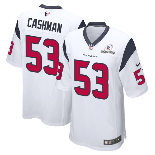 Blake Cashman 53 Houston Texans 2024 Divisional Patch Game Men Jersey - White