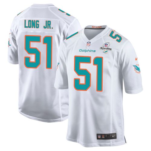 David Long Jr. 51 Miami Dolphins 2023 Playoffs Patch Game Men Jersey - White