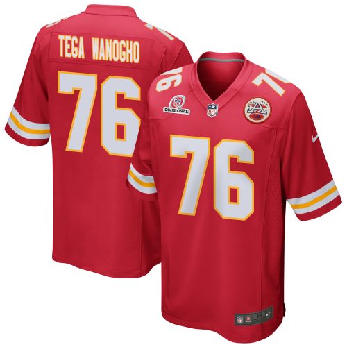 Prince Tega Wanogho 76 Kansas City Chiefs 2024 Divisional Patch Game Men Jersey - Red