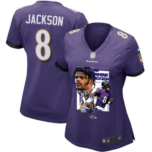 Lamar Jackson 8 Baltimore Ravens Cobra Jackson Women Game Jersey - Purple