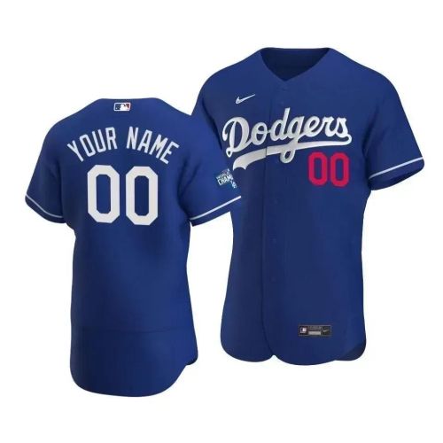 Men's Los Angeles Dodgers Custom 00 2020 World Series Champions Alternate Jersey Royal