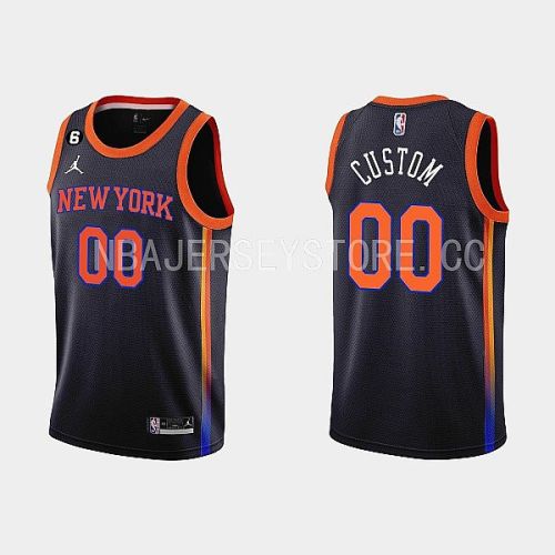 New York Knicks 00 Custom 2022-23 Statement Edition Black Men Jersey