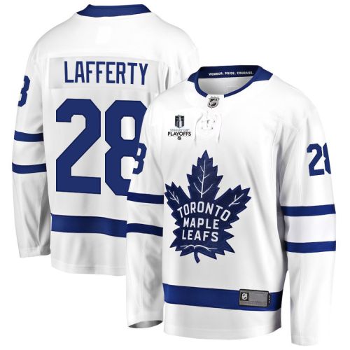 Sam Lafferty 28 Toronto Maple Leafs Stanley Cup 2023 Playoffs Patch Away Breakaway Men Jersey - White