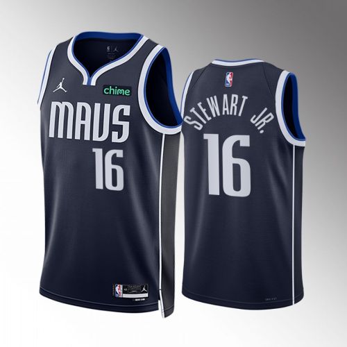 D.J. Stewart Jr. 16 2022-23 Dallas Mavericks Navy Statement Edition Men Jersey Swingman