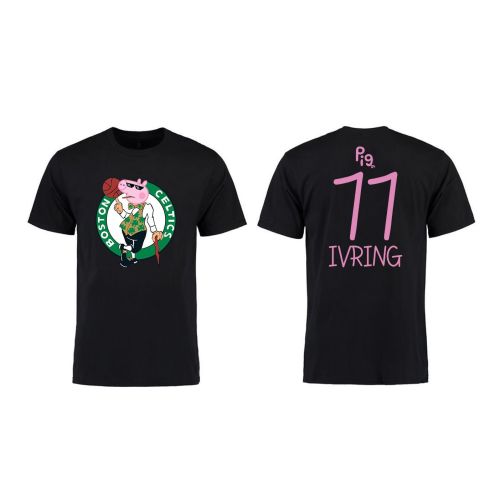 Kyrie Irving 11 Boston Celtics Pig Print T-Shirt - Black