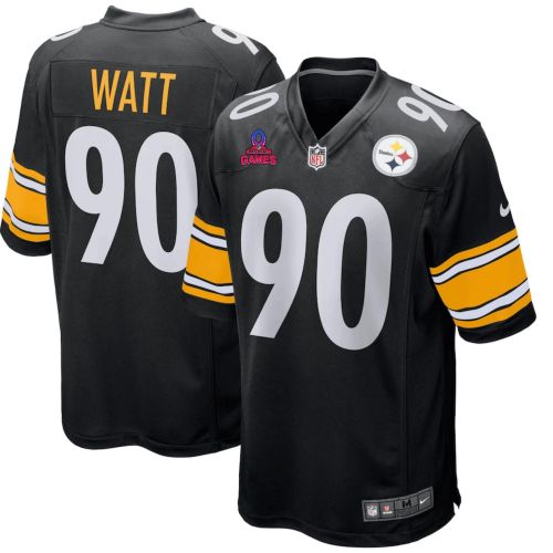 T.J. Watt 90 Pittsburgh Steelers 2024 Pro Bowl Patch Game Men Jersey - Black