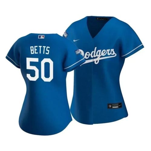 Dodgers Mookie Betts 50 2020 World Series Champions Royal Alternate Women's Jersey