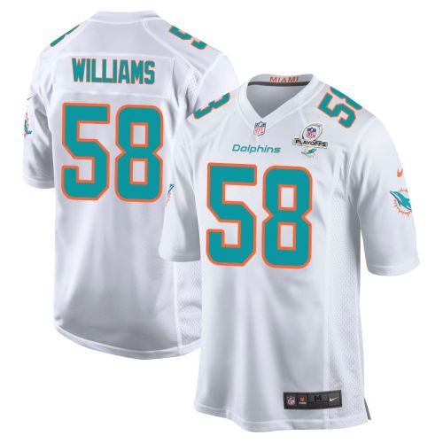 Connor Williams 58 Miami Dolphins 2023 Playoffs Patch Game Men Jersey - White