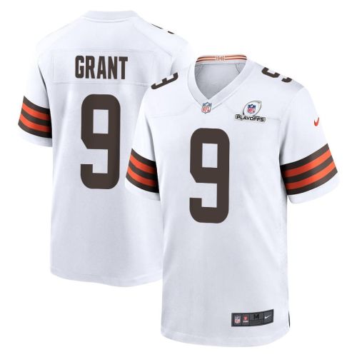 Jakeem Grant 9 Cleveland Browns 2023 Playoffs Patch Game Men Jersey - White