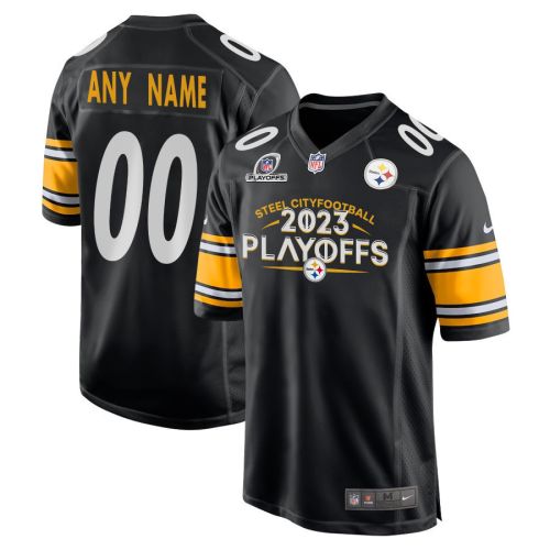 Pittsburgh Steelers Steel City Football 2023 Playoffs Ready Game Men Custom Jersey - Black