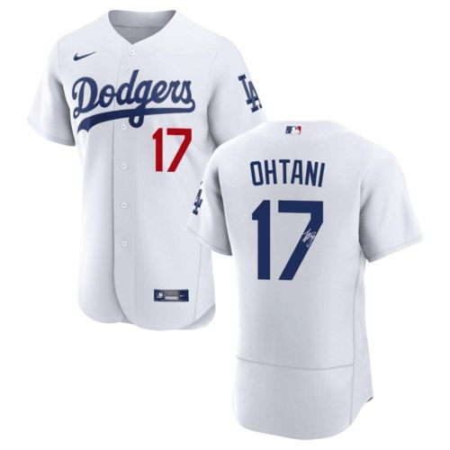 Shohei Ohtani 17 Signed Los Angeles Dodgers Home ELITE Jersey - Men White Jersey