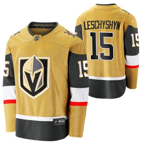 Men Vegas Golden Knights Jake Leschyshyn 15 2023 Home Player Gold Jersey Jersey