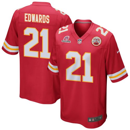 Mike Edwards 21 Kansas City Chiefs 2023 Playoffs Patch Game Men Jersey - Red