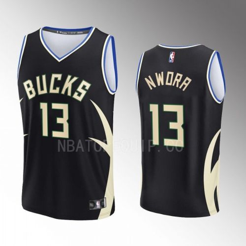 Milwaukee Bucks 13 Jordan Nwora Statement Edition Men Jersey 2022-23 Fast Break Black