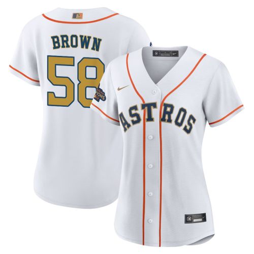 Hunter Brown 58 Houston Astros 2023 Women Jersey - White/Gold