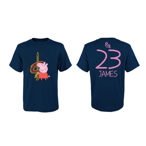 LeBron James 23 Cleveland Cavaliers Pig Print T-Shirt - Navy