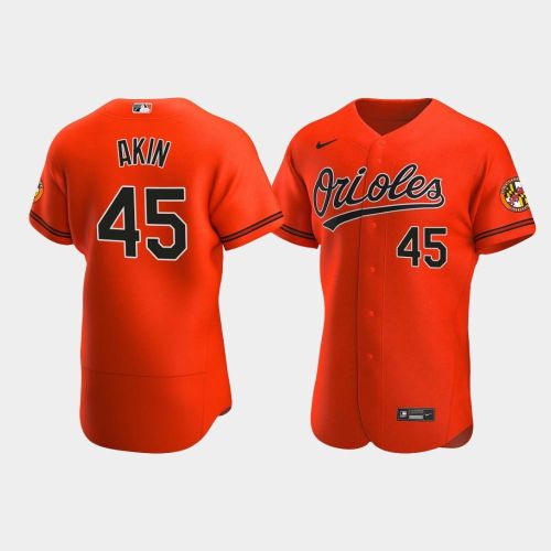 Men's Baltimore Orioles 45 Keegan Akin Orange Alternate Jersey Jersey