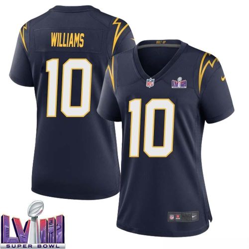 Mike Williams 10 Los Angeles Chargers Super Bowl LVIII Women Alternate Game Jersey - Navy