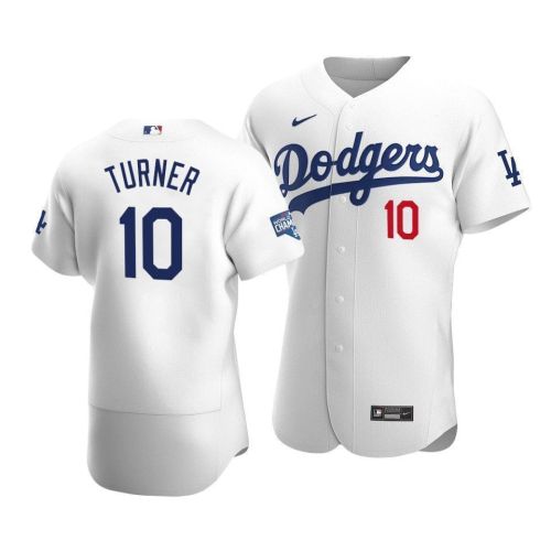 Men's Los Angeles Dodgers Justin Turner 10 2020 World Series Champions Home Jersey White