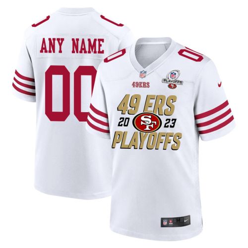 San Francisco 49ers 2023 Playoffs Iconic Game Men Custom Jersey - White