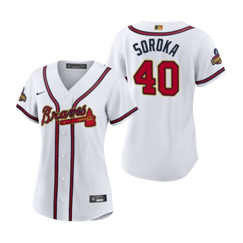 Women's Mike Soroka 40 Atlanta Braves White 2022-23 Gold Program Jersey