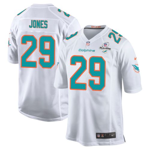 Brandon Jones 29 Miami Dolphins 2023 Playoffs Patch Game Men Jersey - White