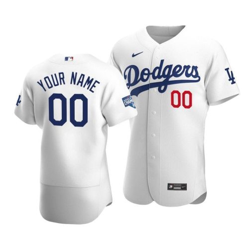 Men's Los Angeles Dodgers Custom 00 2020 World Series Champions Home Jersey White