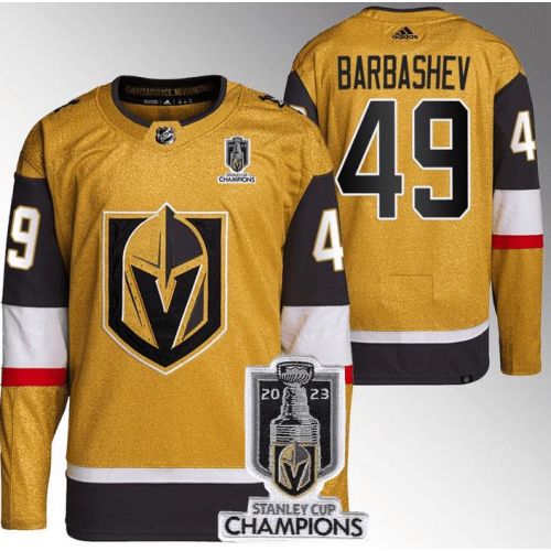 Ivan Barbashev 49 Vegas Golden Knights 2023 Stanley Cup Champions Patch Breakaway Home Jersey - Gold