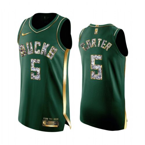 Jevon Carter 5 Green Milwaukee Bucks 2022 NBA Playoffs Jersey Diamond Edition