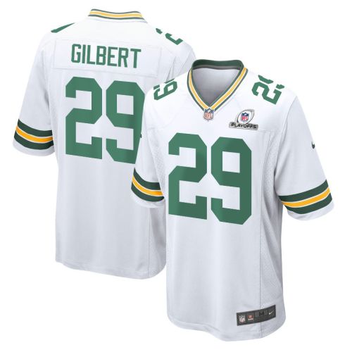 Zyon Gilbert 29 Green Bay Packers 2023 Playoffs Patch Game Men Jersey - White