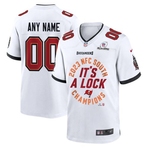 Tampa Bay Buccaneers 2023 NFC South Division Champions Locker Room Trophy Game Men Custom Jersey - White