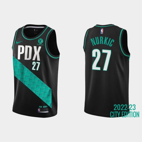 Portland Trail Blazers 27 Jusuf Nurkic 2022-23 City Edition Black Men Jersey