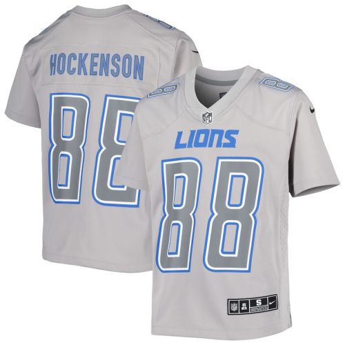 T.J. Hockenson 8 Detroit Lions YOUTH Atmosphere Game Jersey - Gray