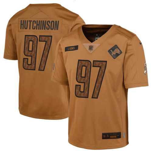 Aidan Hutchinson 97 Detroit Lions 2023 Salute To Service Limited YOUTH Jersey - Brown