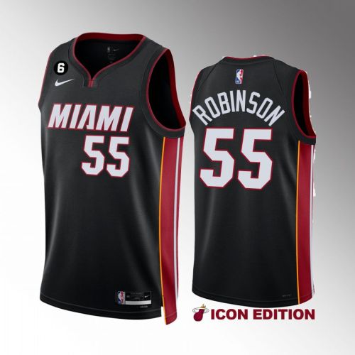 Miami Heat Duncan Robinson 55 Icon Edition Black Jersey 2022-23 NO.6 Patch