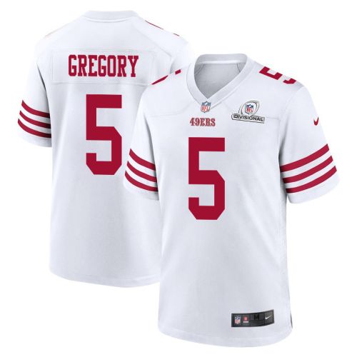 Randy Gregory 5 San Francisco 49ers 2024 Divisional Patch Game Men Jersey - White