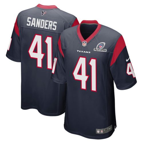 Myjai Sanders 41 Houston Texans 2023 Playoffs Patch Game Men Jersey - Navy