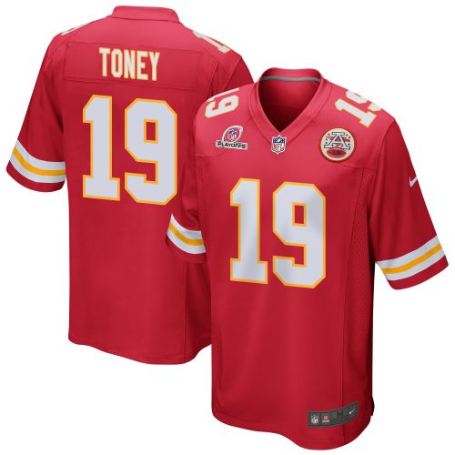 Kadarius Toney 19 Kansas City Chiefs 2023 Playoffs Patch Game Men Jersey - Red