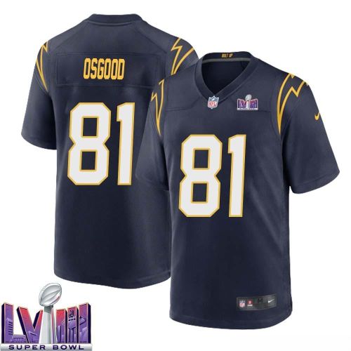 Kassim Osgood 81 Los Angeles Chargers Super Bowl LVIII Men Alternate Game Jersey - Navy