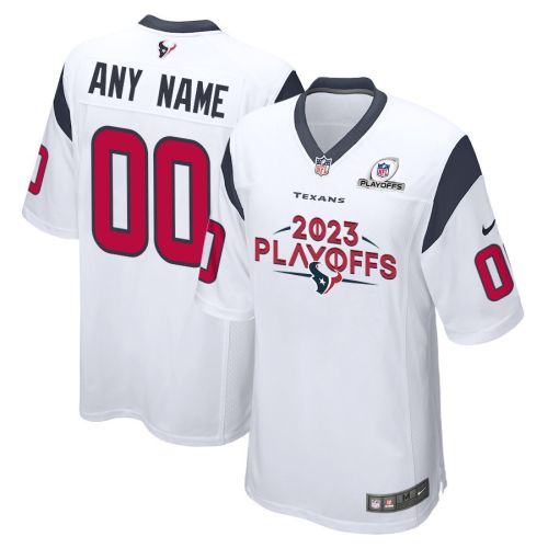 Houston Texans 2023 Playoffs Game Men Custom Jersey - White